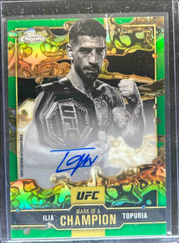 Ilia Topuria 2025 Topps Chrome UFC #MOC-IT Mark of a Champion Autographs - Green Refractor /99 RAW
