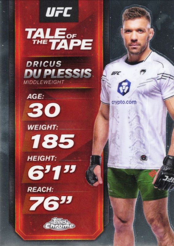 Dricus du Plessis 2025 Topps Chrome UFC #TTT-6 Tale of the Tape RAW