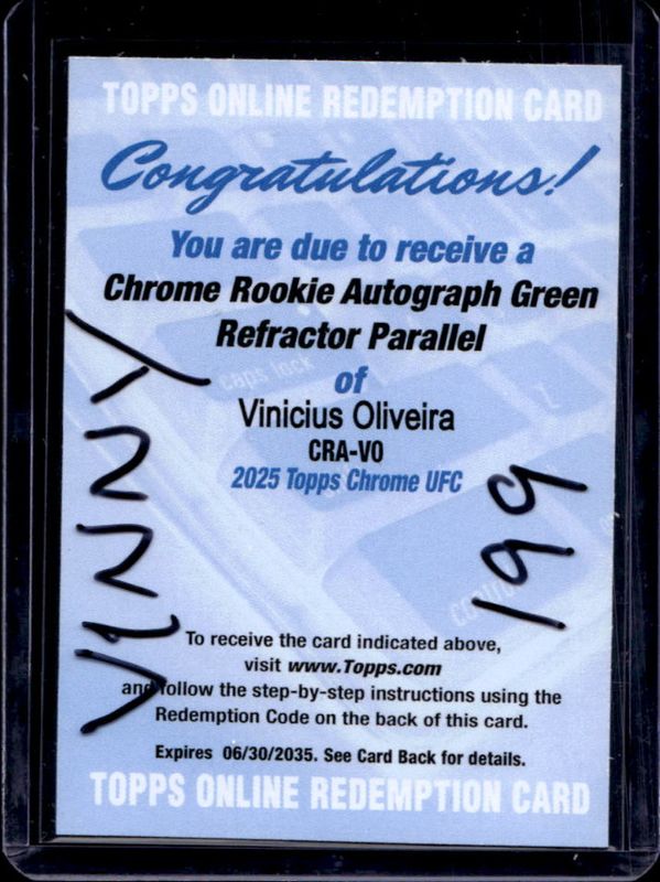 2025 Topps Chrome UFC #CRA-VO Chrome Rookie Autographs - Green Refractor /99