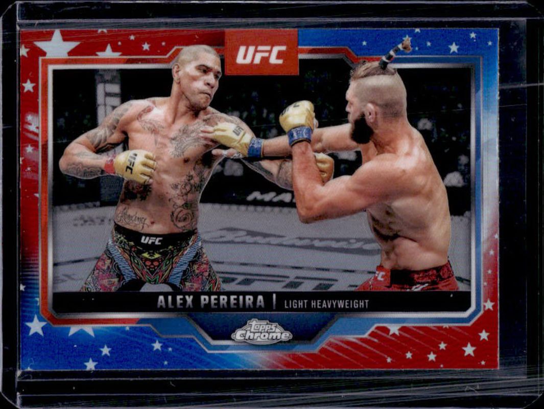 Alex Pereira 2025 Topps Chrome UFC #2 Red & Blue Refractor RAW