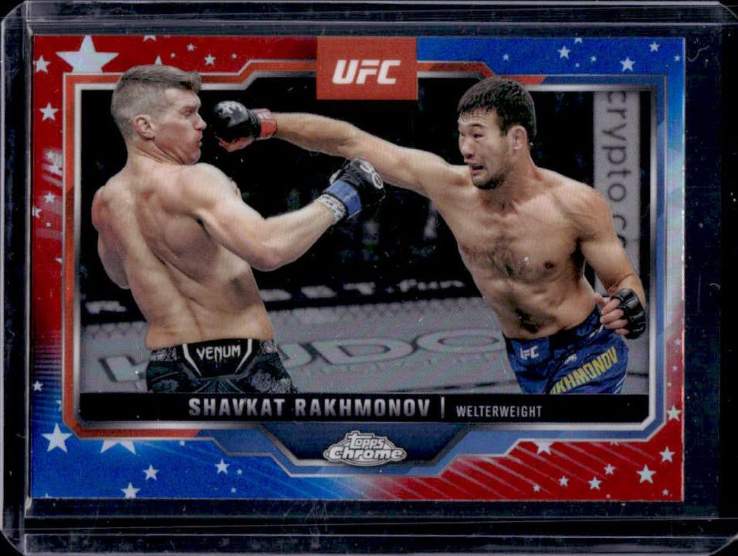Shavkat Rakhmonov 2025 Topps Chrome UFC #125 Red & Blue Refractor RAW