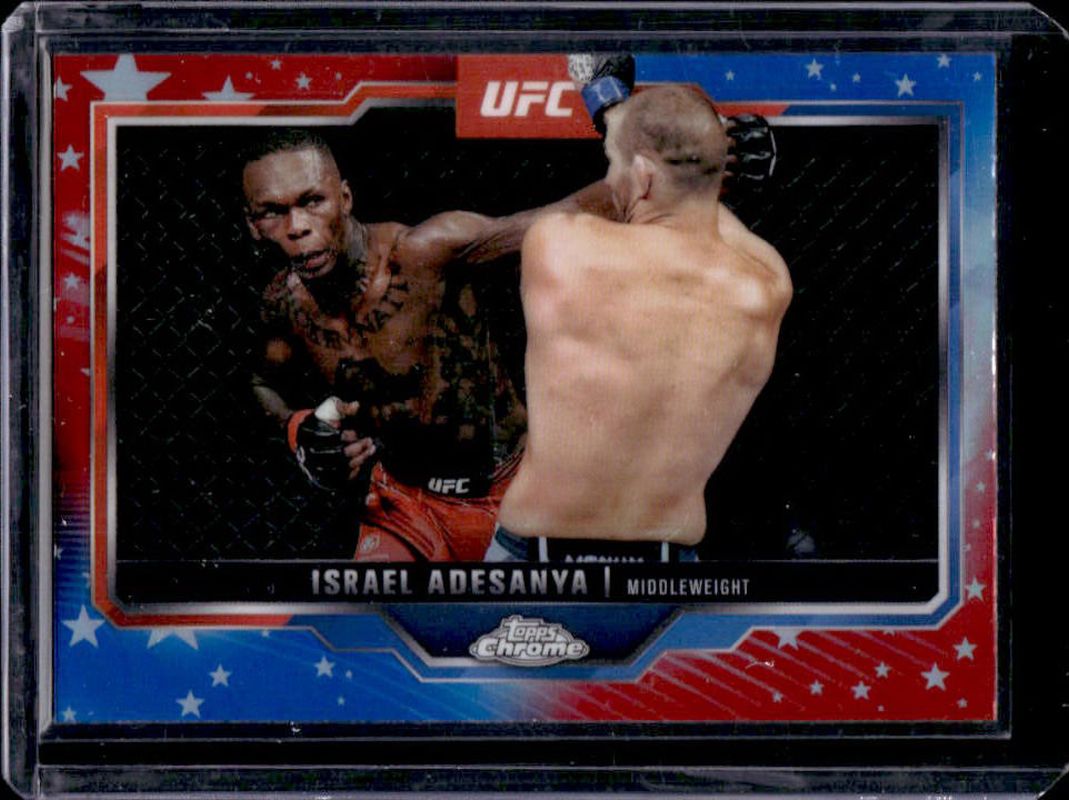 Israel Adesanya 2025 Topps Chrome UFC #3 Red & Blue Refractor RAW