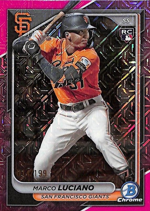 Marco Luciano 2024 Bowman Chrome Mega Box #43 Pink Mojo Refractor /199 Rookie PSA 10