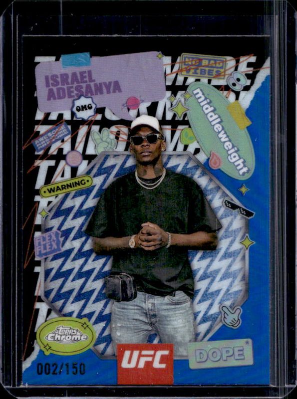 Israel Adesanya 2025 Topps Chrome UFC #TRM-4 Tailor Made - Blue Refractor /150 RAW