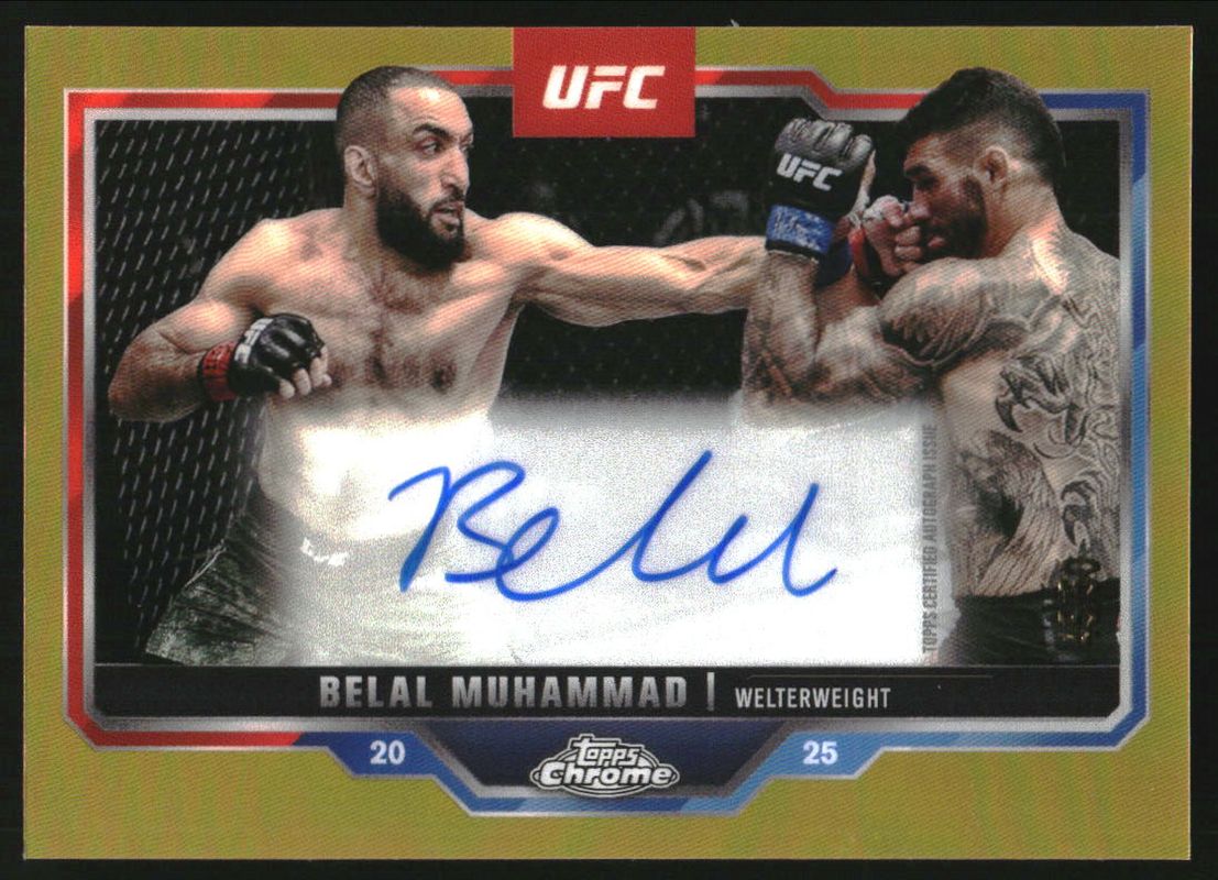 Belal Muhammad 2025 Topps Chrome UFC #CVA-BM Chrome Veteran Autographs - Gold Refractor /50 RAW