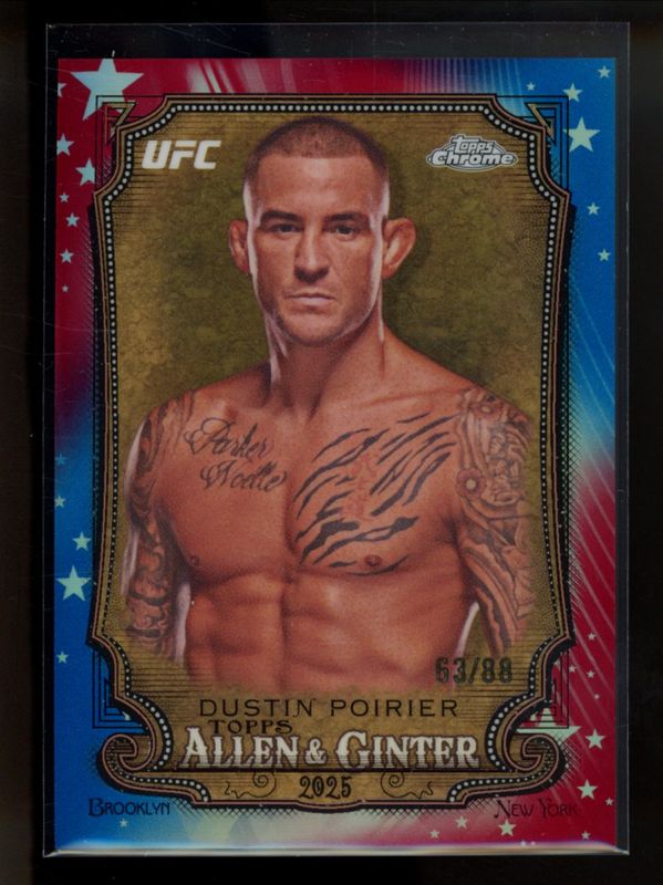 Dustin Poirier 2025 Topps Chrome UFC #AAG-29 Allen & Ginter - Red, White & Blue Refractor /88 RAW