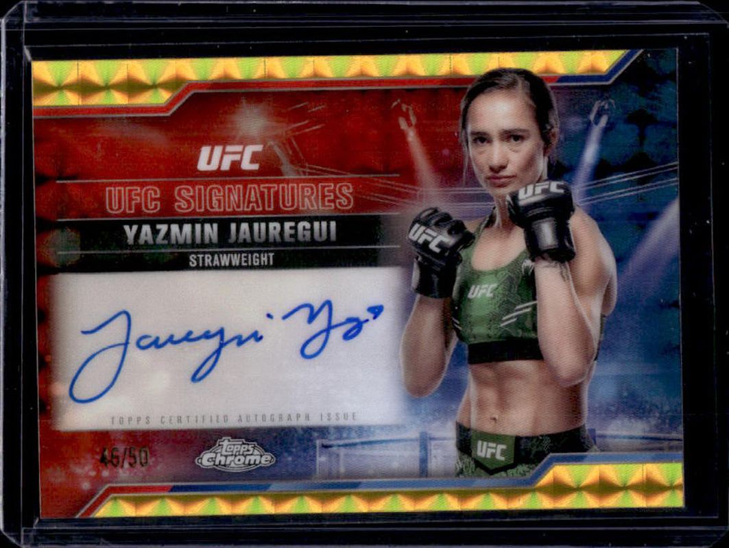 2025 Topps Chrome UFC #SIG-YJ UFC Signatures - Gold Geometric Refractor /50