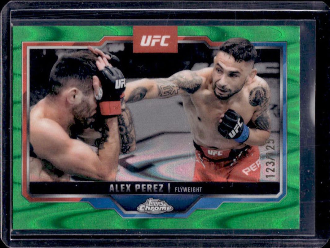 Alex Perez 2025 Topps Chrome UFC #60 Green RayWave Refractor /99 RAW