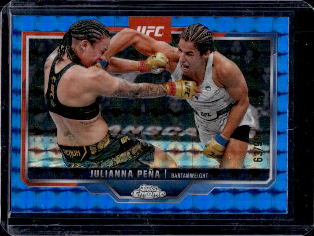 Julianna Pena 2025 Topps Chrome UFC #142 Blue Geometric Refractor /99 RAW