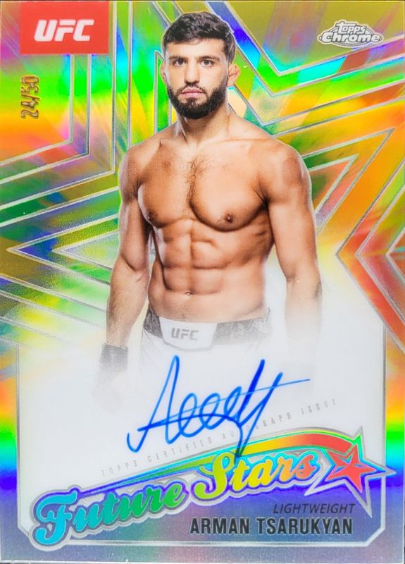 Arman Tsarukyan 2025 Topps Chrome UFC #FSA-AT Future Stars Autographs - Gold Refractor /50 RAW