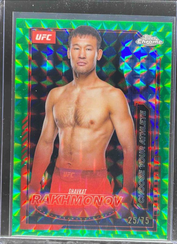 Shavkat Rakhmonov 2025 Topps Chrome UFC #MCL-17 Mission Control - Green Geometric Refractor /75 RAW