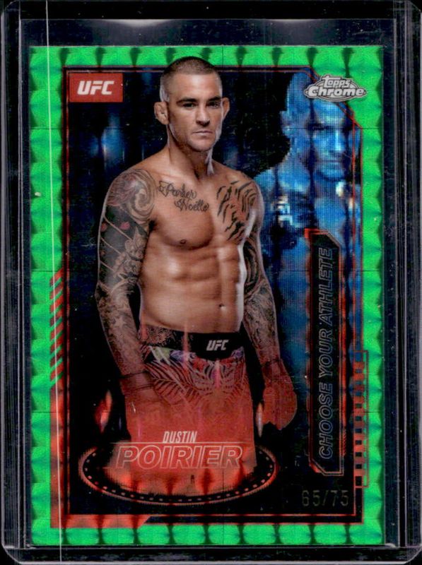 Dustin Poirier 2025 Topps Chrome UFC #MCL-1 Mission Control - Green Geometric Refractor /75 RAW