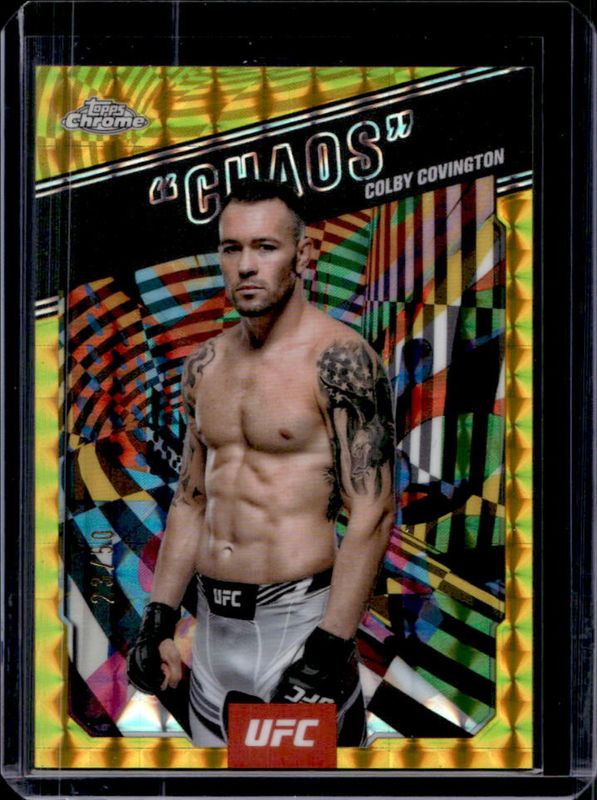 Colby Covington 2025 Topps Chrome UFC #AKA-7 AKA - Gold Geometric Refractor /50 RAW