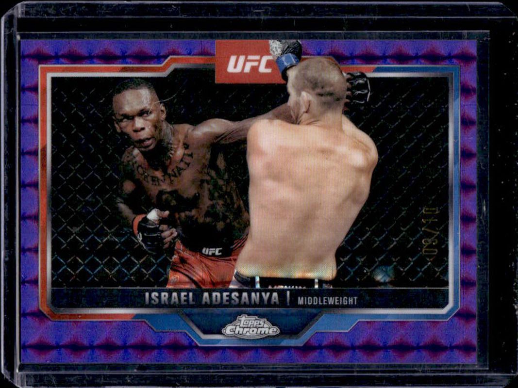 Israel Adesanya 2025 Topps Chrome UFC #3 Purple Geometric Refractor /10 RAW