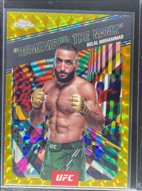 Belal Muhammad 2025 Topps Chrome UFC #AKA-1 AKA - Gold Geometric Refractor /50 RAW