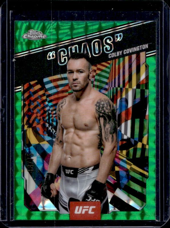 Colby Covington 2025 Topps Chrome UFC #AKA-7 AKA - Green Geometric Refractor /75 RAW