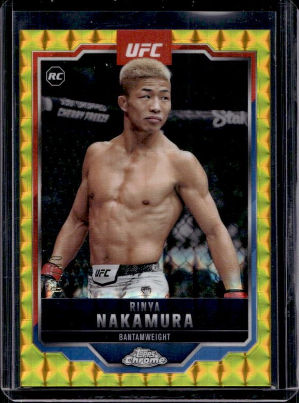 Rinya Nakamura 2025 Topps Chrome UFC #128 Gold Geometric Refractor /50 Rookie RAW