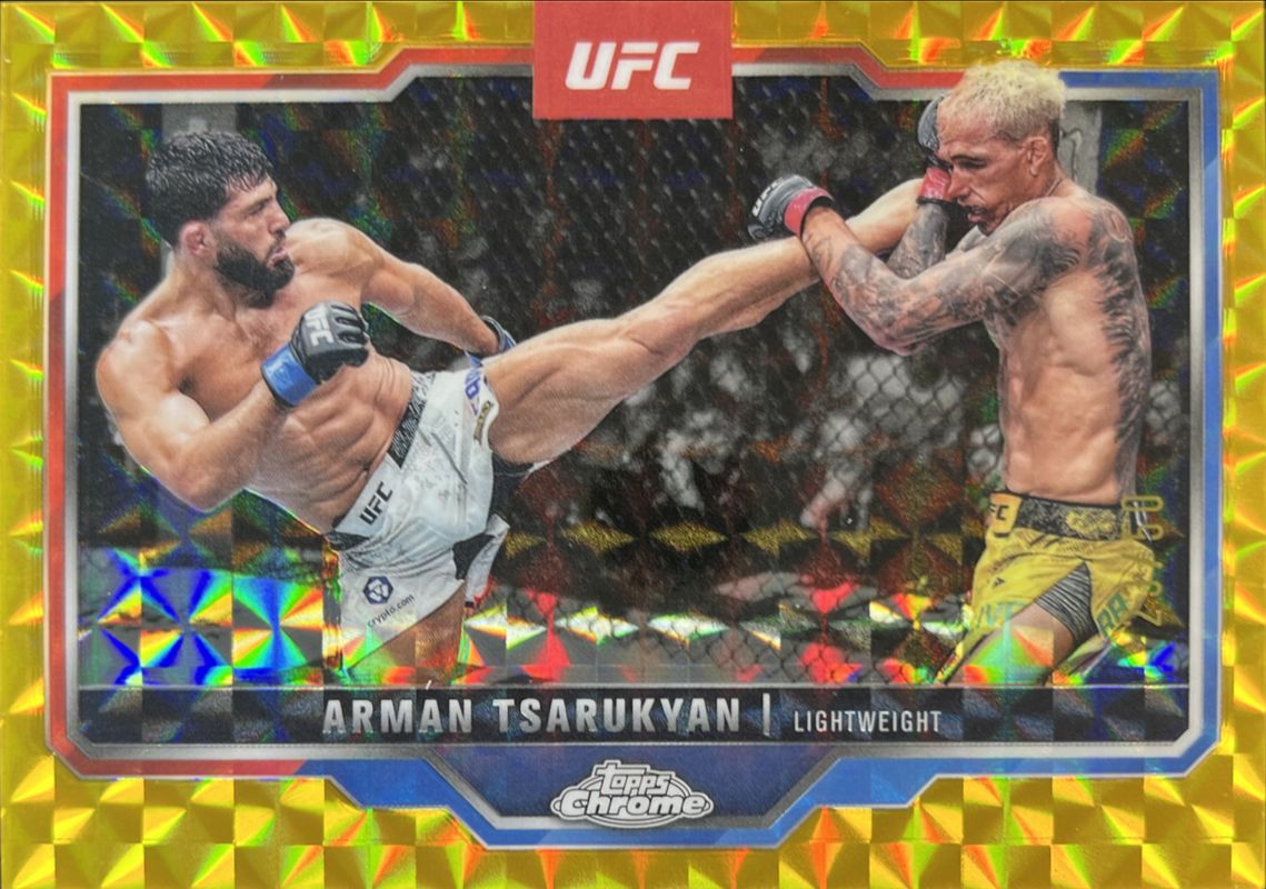 Arman Tsarukyan 2025 Topps Chrome UFC #94 Gold Geometric Refractor /50 RAW