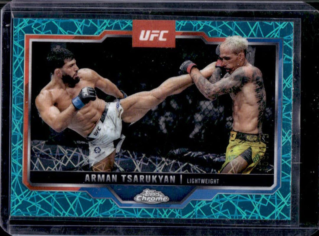 Arman Tsarukyan 2025 Topps Chrome UFC #94 Teal Lazer Refractor /175 RAW