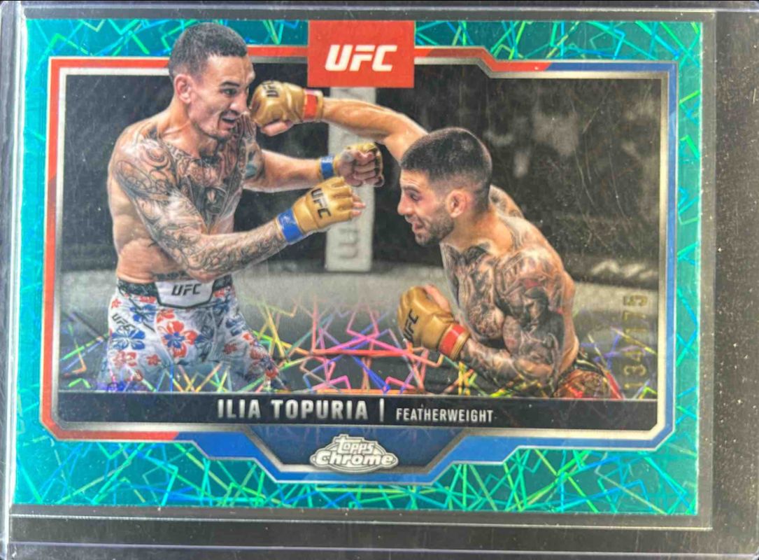 Ilia Topuria 2025 Topps Chrome UFC #43 Teal Lazer Refractor /175 RAW