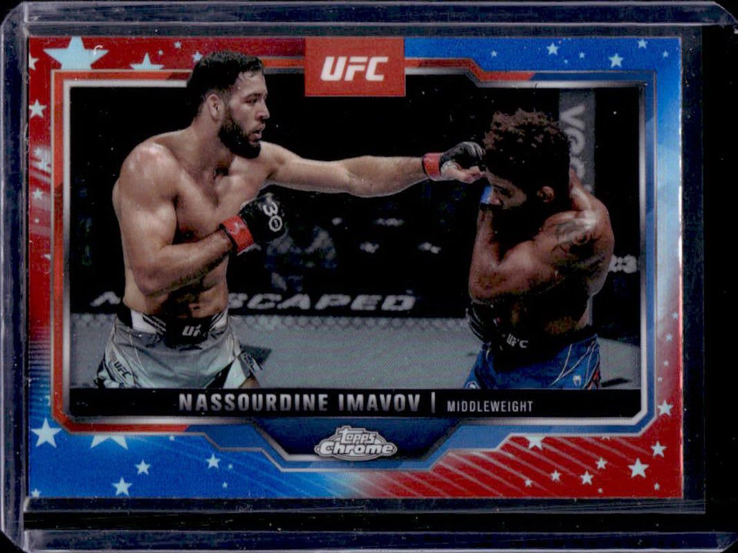 Nassourdine Imavov 2025 Topps Chrome UFC #155 Red & Blue Refractor RAW