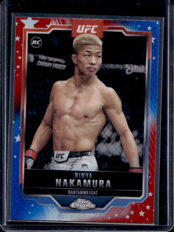 Rinya Nakamura 2025 Topps Chrome UFC #128 Red & Blue Refractor Rookie RAW