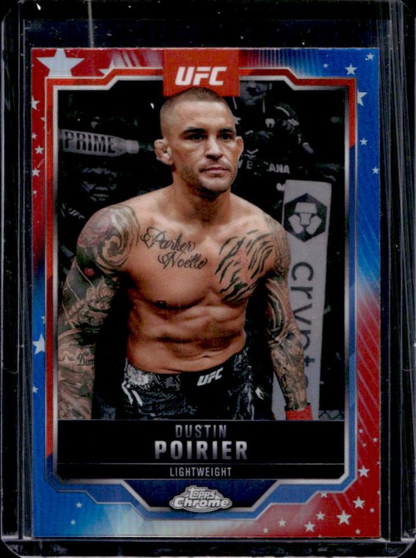 Dustin Poirier 2025 Topps Chrome UFC #7 Red & Blue Refractor RAW