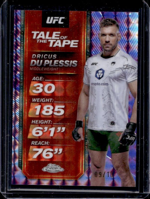 Dricus du Plessis 2025 Topps Chrome UFC #TTT-6 Tale of the Tape - Purple Geometric Refractor /10 RAW