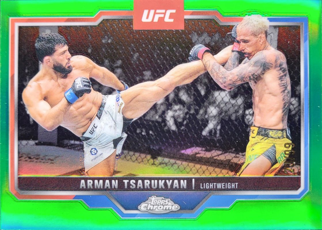 Arman Tsarukyan 2025 Topps Chrome UFC #94 Green Refractor /99 RAW