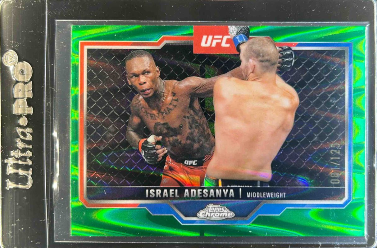 Israel Adesanya 2025 Topps Chrome UFC #3 Green RayWave Refractor /99 RAW