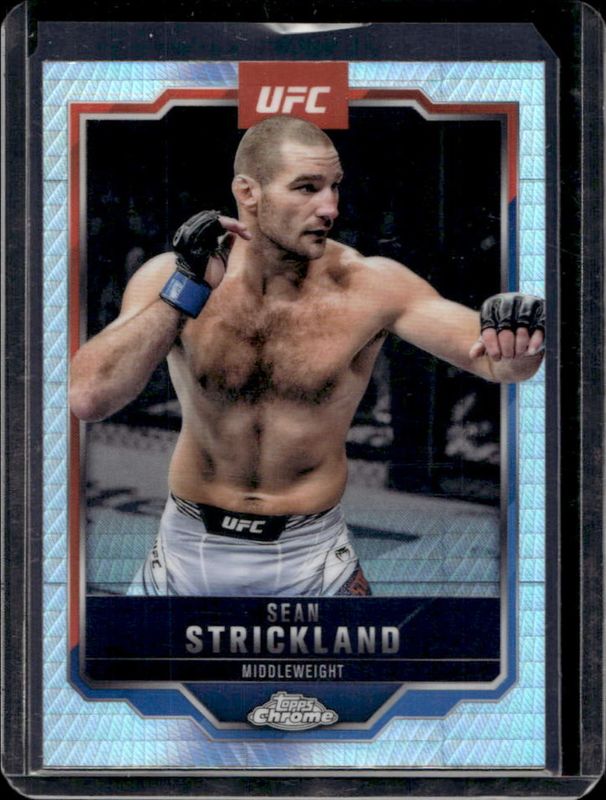 Sean Strickland 2025 Topps Chrome UFC #74 Prism Refractor RAW