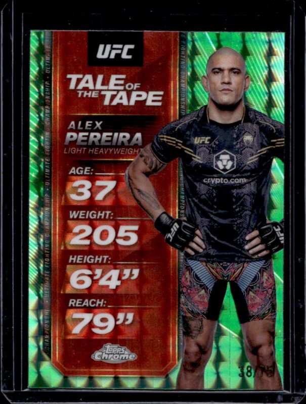 Alex Pereira 2025 Topps Chrome UFC #TTT-9 Tale of the Tape - Green Geometric Refractor /75 RAW