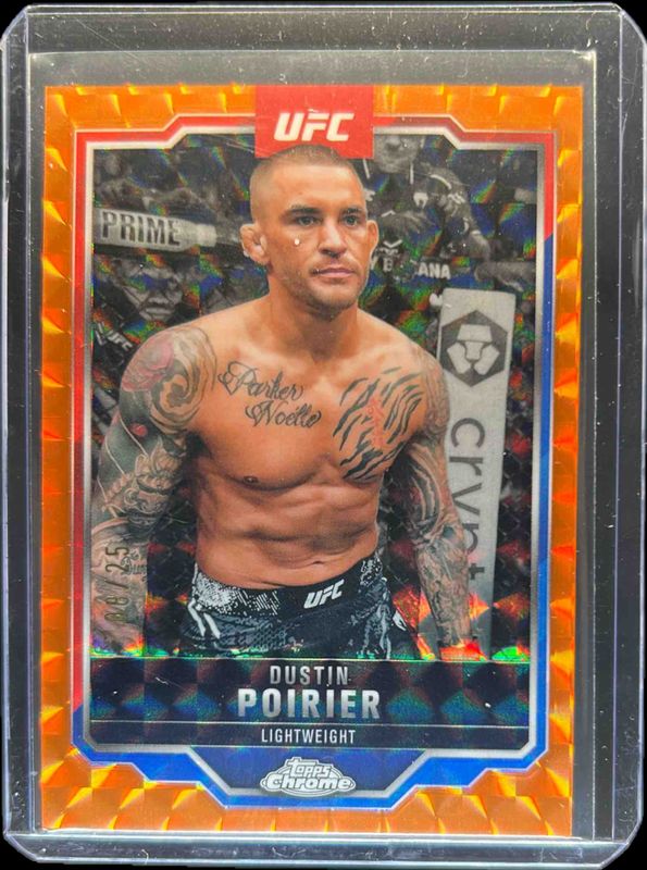 Dustin Poirier 2025 Topps Chrome UFC #7 Orange Geometric Refractor /25 RAW