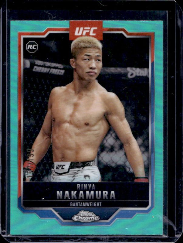 Rinya Nakamura 2025 Topps Chrome UFC #128 Aqua Refractor /199 Rookie RAW