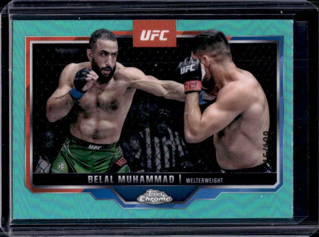 Belal Muhammad 2025 Topps Chrome UFC #126 Aqua Refractor /199 RAW