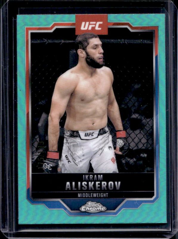 Ikram Aliskerov 2025 Topps Chrome UFC #86 Aqua Refractor /199 RAW