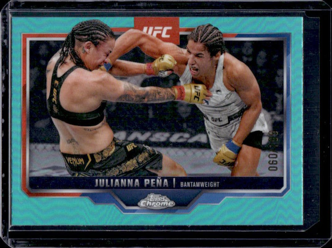 Julianna Pena 2025 Topps Chrome UFC #142 Aqua Refractor /199 RAW