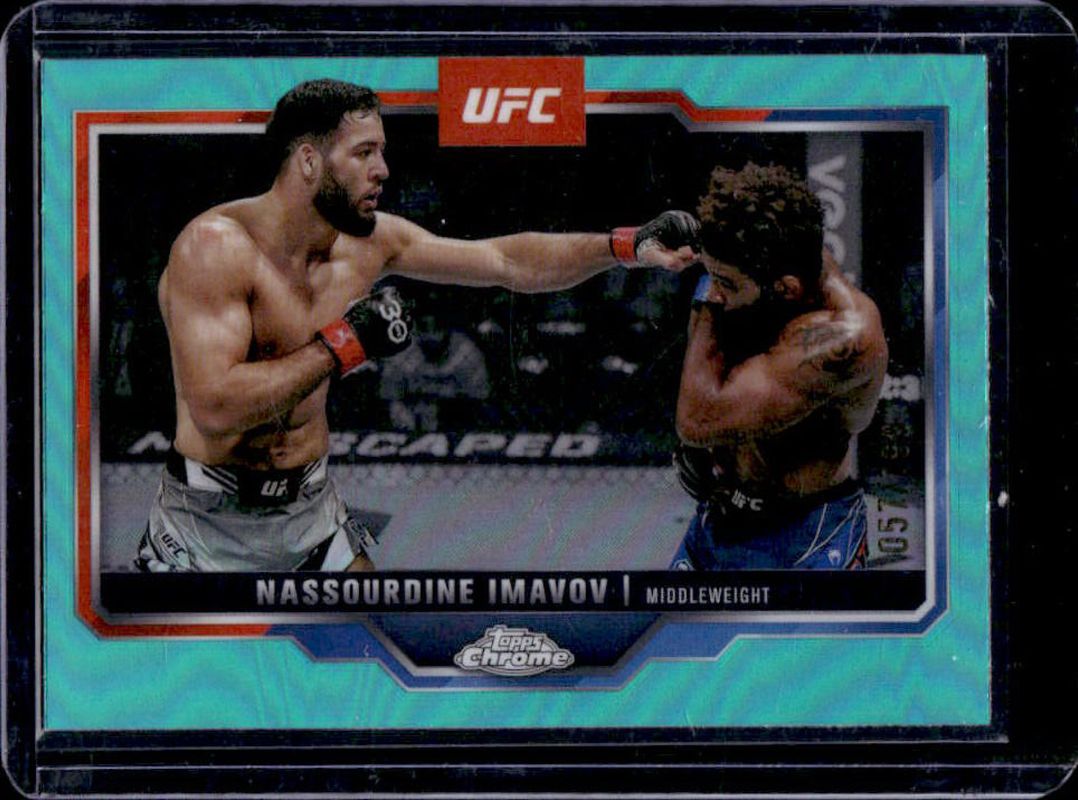 Nassourdine Imavov 2025 Topps Chrome UFC #155 Aqua Refractor /199 RAW
