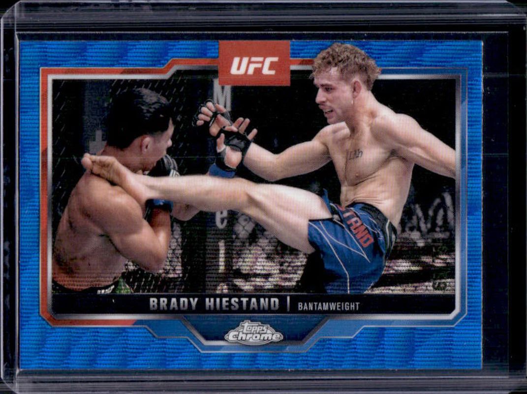 Brady Hiestand 2025 Topps Chrome UFC #199 Blue Wave Refractor /75 RAW