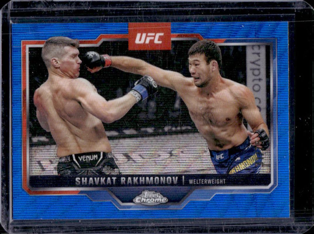 Shavkat Rakhmonov 2025 Topps Chrome UFC #125 Blue Wave Refractor /75 RAW