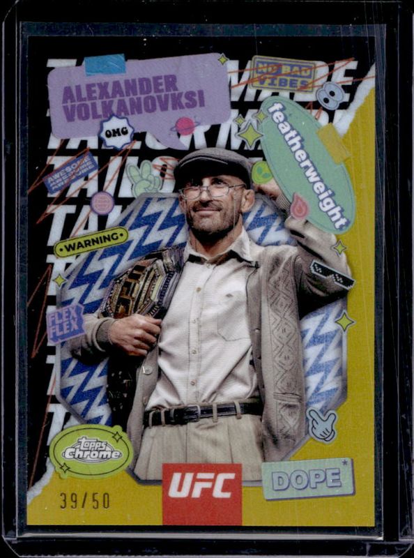 Alexander Volkanovski 2025 Topps Chrome UFC #TRM-3 Tailor Made - Gold Refractor /50 RAW