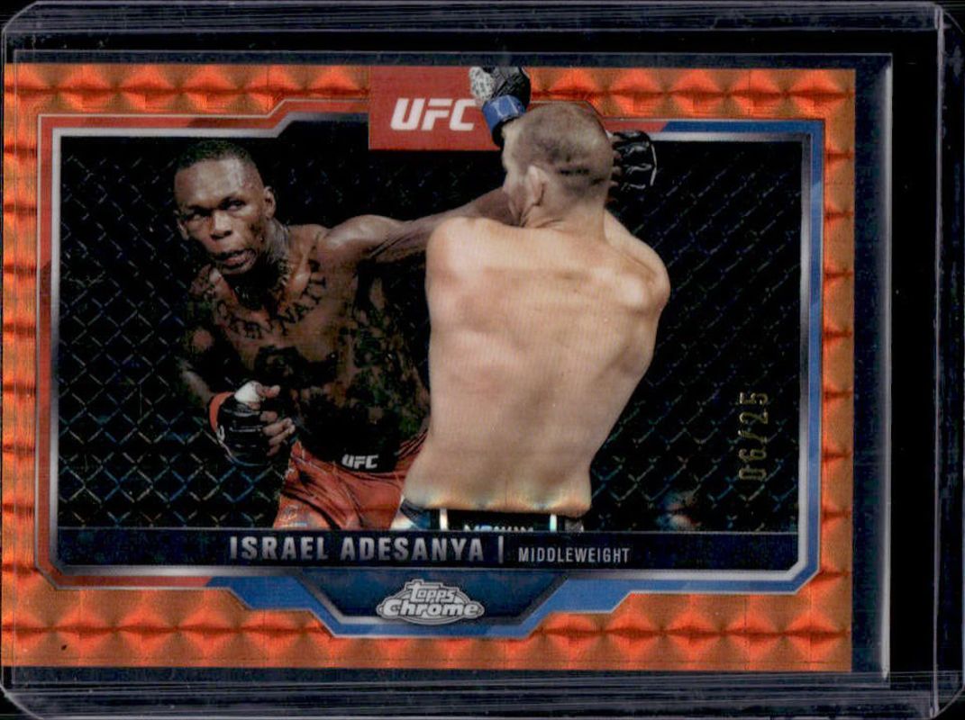 Israel Adesanya 2025 Topps Chrome UFC #3 Orange Geometric Refractor /25 RAW