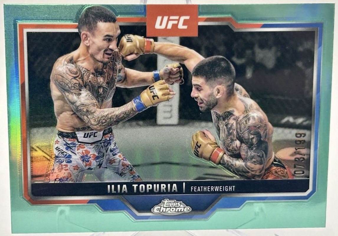Ilia Topuria 2025 Topps Chrome UFC #43 Aqua Refractor /199 RAW