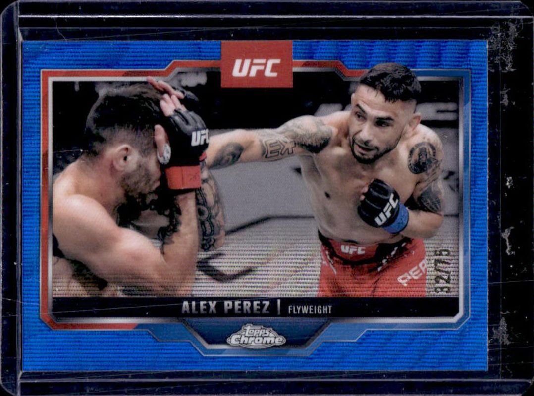 Alex Perez 2025 Topps Chrome UFC #60 Blue Wave Refractor /75 RAW