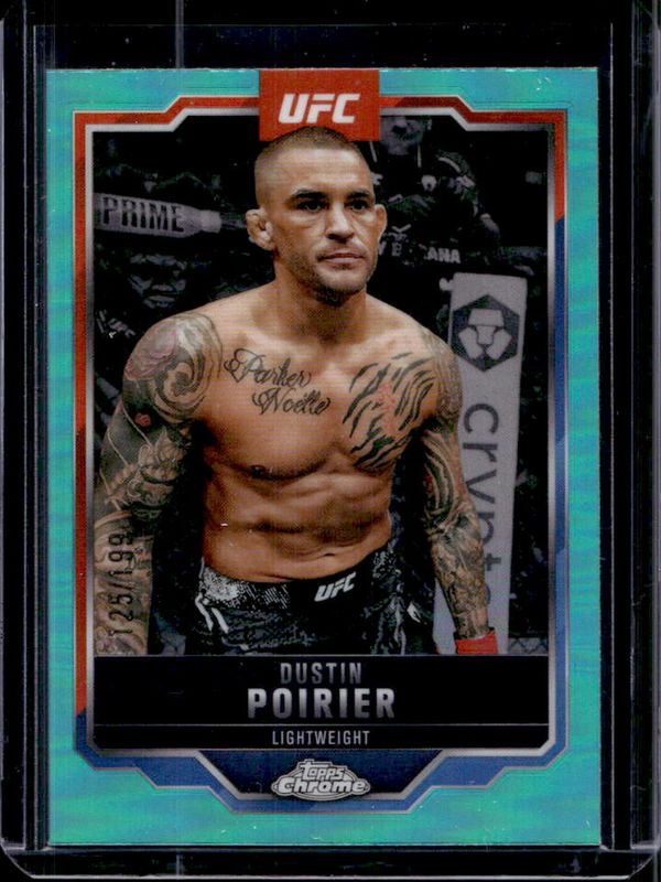 Dustin Poirier 2025 Topps Chrome UFC #7 Aqua Refractor /199 RAW