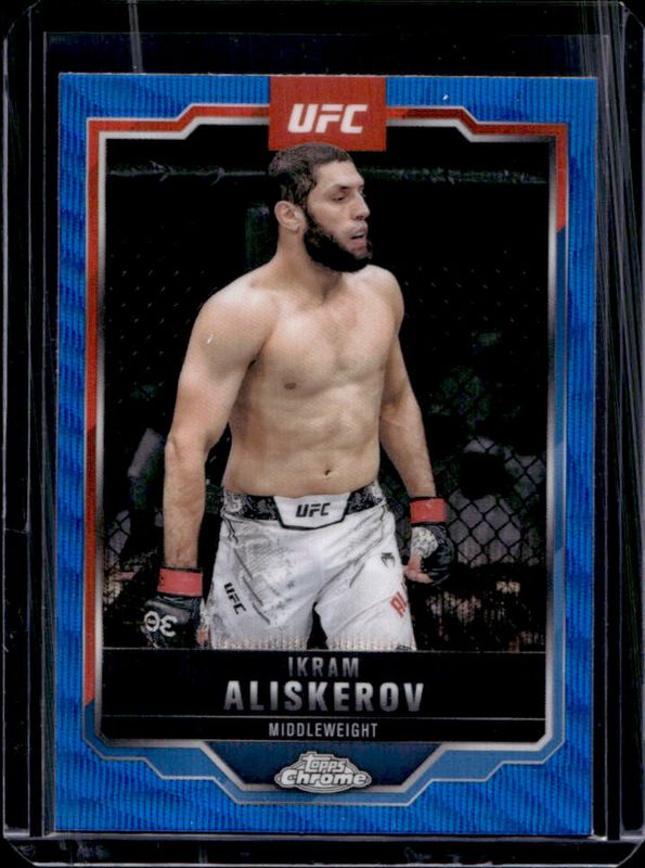 Ikram Aliskerov 2025 Topps Chrome UFC #86 Blue Wave Refractor /75 RAW