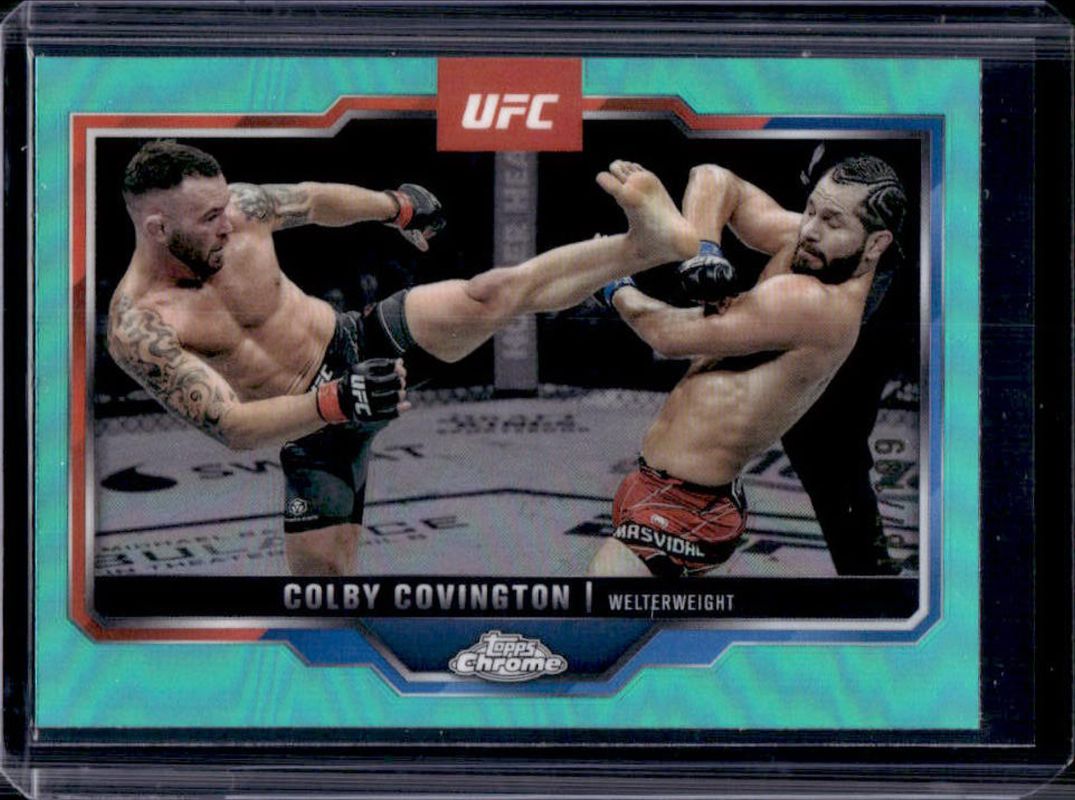 Colby Covington 2025 Topps Chrome UFC #154 Aqua Refractor /199 RAW