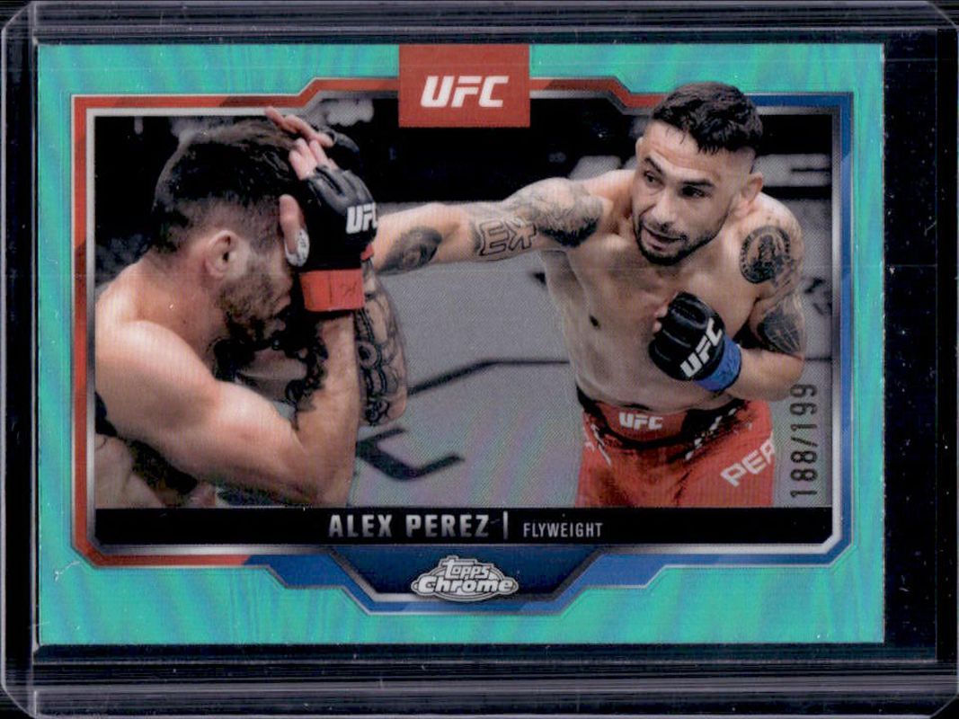 Alex Perez 2025 Topps Chrome UFC #60 Aqua Refractor /199 RAW