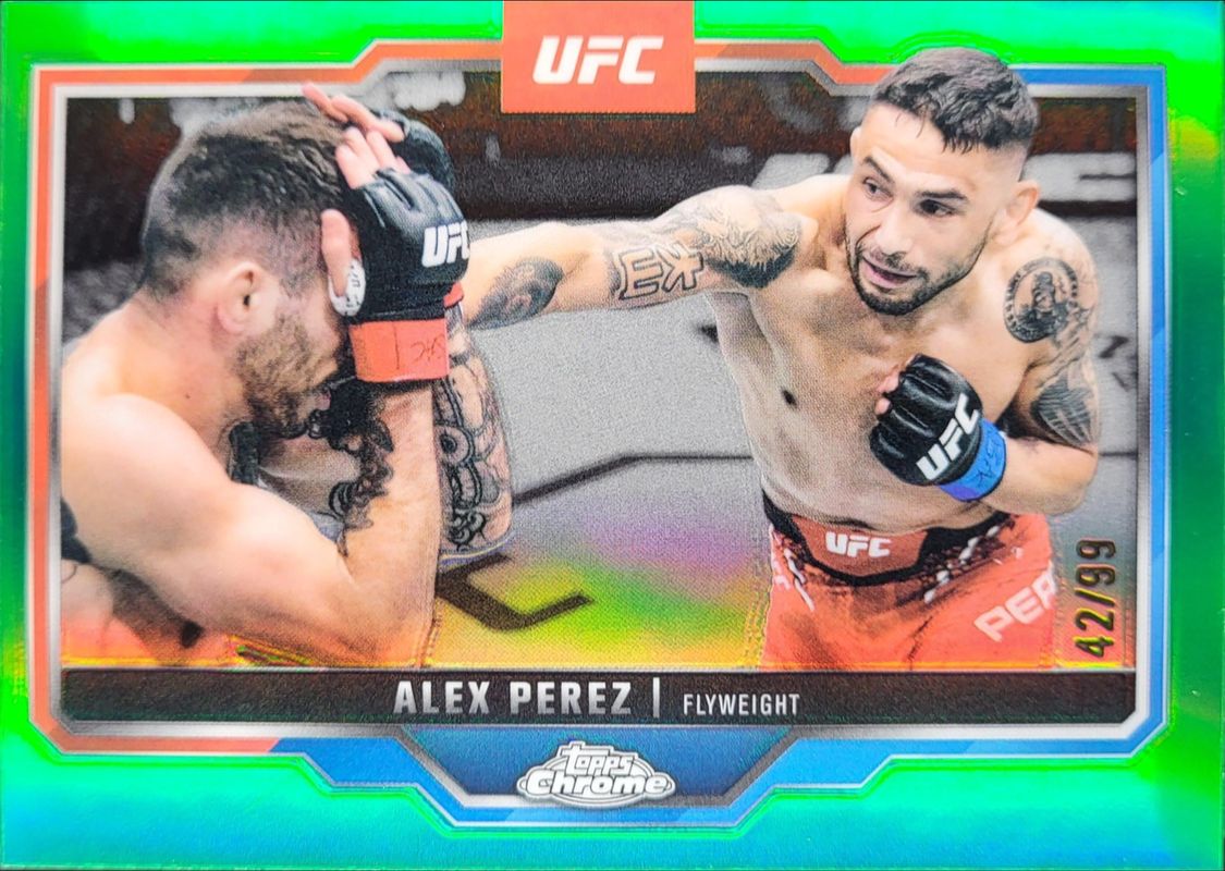 Alex Perez 2025 Topps Chrome UFC #60 Green Refractor /99 RAW