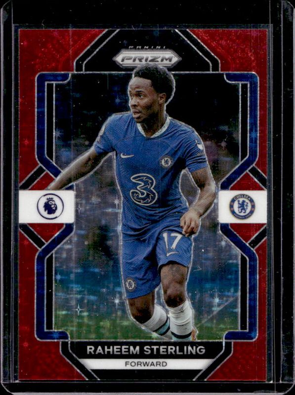 Raheem Sterling 2022 Prizm Premier League #114 Red Stars /15 RAW